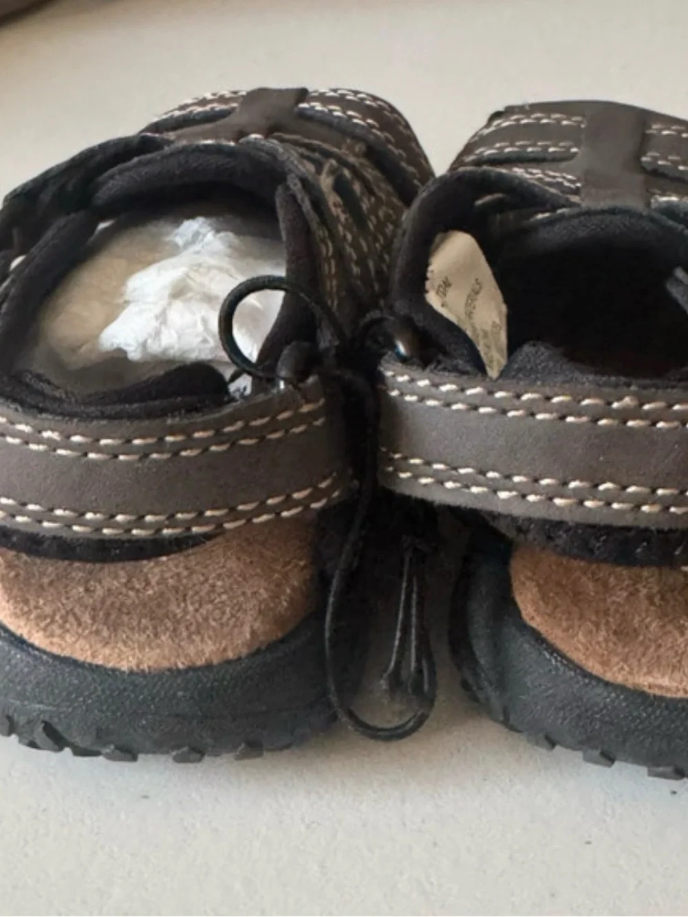 Children's Brown Strappy Closed-Toe Sandals -Hook-and-Loop Fastening- Toddler 5
